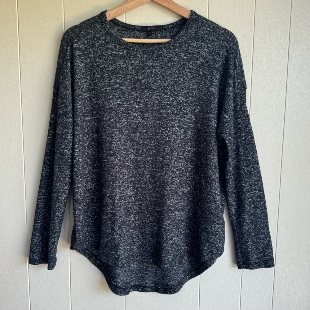 Quince Brushed Long Sleeve Lounge Tee Charcoal Soft Minimalist Women’s Small